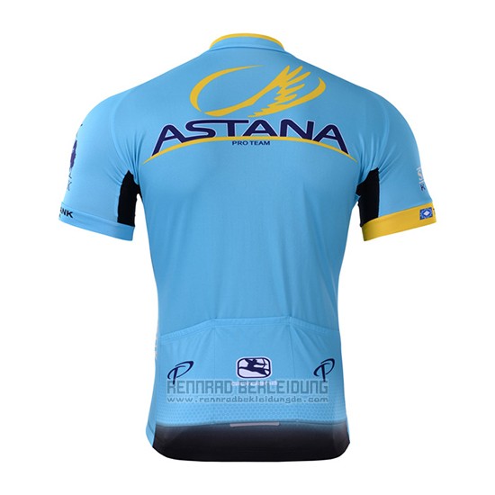 2017 Fahrradbekleidung Astana Blau Trikot Kurzarm und Tragerhose